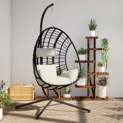 Vidaxl - Chaise suspendue en forme d'œuf et support beige rotin et acier