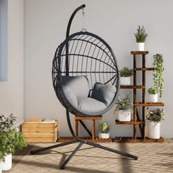 Vidaxl - Support de chaise suspendue en forme d'œuf noir acier