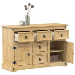 vidaXL Buffet Corona 112x40x75 cm bois massif de pin armoire de rangement meuble de rangement de cuisine meuble de 4005680