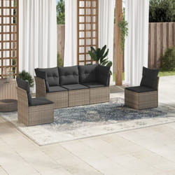 Vidaxl - Salon de jardin 5 pcs avec coussins gris résine tressée