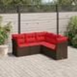 vidaXL Salon de jardin avec coussins 5 pcs marron résine tressée