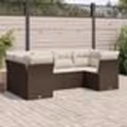 vidaXL Salon de jardin avec coussins 6 pcs marron résine tressée