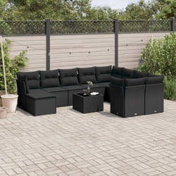 Vidaxl - Salon de jardin 11 pcs avec coussins noir résine tressée
