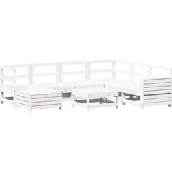 Salon de jardin 8 pcs blanc bois de pin massif vidaXL