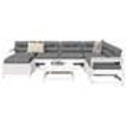 vidaXL Salon de jardin 8 pcs blanc bois de pin massif