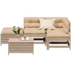 Vidaxl Salon De Jardin 5 Pcs Avec Coussins Bois De Pin Massif