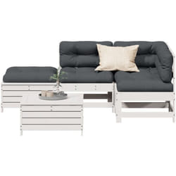 Vidaxl Salon De Jardin 5 Pcs Avec Coussins Blanc Bois Massif De Pin