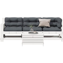 Vidaxl Salon De Jardin 4 Pcs Avec Coussins Blanc Bois De Pin Massif