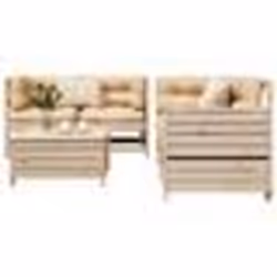 vidaXL Salon de jardin 5 pcs bois de pin massif