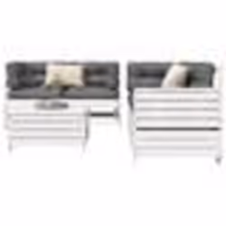 vidaXL Salon de jardin 5 pcs blanc bois massif de pin