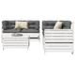 vidaXL Salon de jardin 5 pcs blanc bois massif de pin