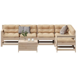 Salon De Jardin 7 Pcs Avec Coussins Bois De Pin Massif Vidaxl
