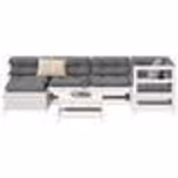 vidaXL Salon de jardin 7 pcs blanc bois de pin massif