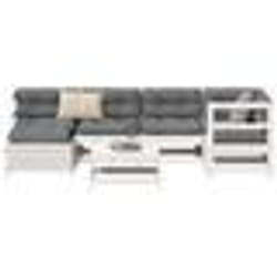 vidaXL Salon de jardin 7 pcs blanc bois de pin massif