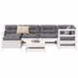 vidaXL Salon de jardin 7 pcs blanc bois de pin massif