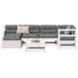 vidaXL Salon de jardin 7 pcs blanc bois de pin massif