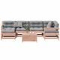 vidaXL Salon de jardin 7 pcs avec coussins bois massif douglas