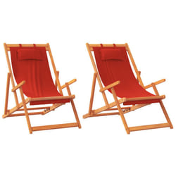 VidaXL 3214480 chaise d'extérieur Terrace Siège rembourré Eucalyptus, Polyester Rouge