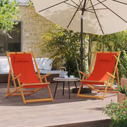 VidaXL 3214480 chaise d'extérieur Terrace Siège rembourré Eucalyptus, Polyester Rouge