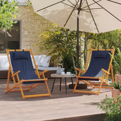 VidaXL 3214481 chaise d'extérieur Terrace Siège rembourré Eucalyptus, Polyester Bleu