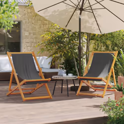 VidaXL 3214482 chaise d'extérieur Terrace Siège rembourré Eucalyptus, Polyester Gris