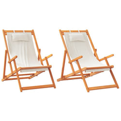 VidaXL 3214484 chaise d'extérieur Terrace Siège rembourré Eucalyptus, Polyester Crème