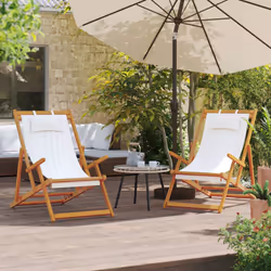 VidaXL 3214484 chaise d'extérieur Terrace Siège rembourré Eucalyptus, Polyester Crème