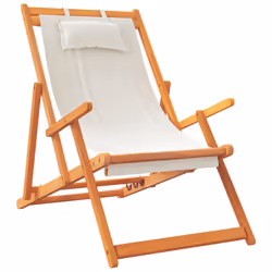 VidaXL 3214484 chaise d'extérieur Terrace Siège rembourré Eucalyptus, Polyester Crème