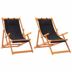 VidaXL 3214486, Terrace, Siège rembourré, Eucalyptus, Polyester, Noir, 600 mm, 1270 mm