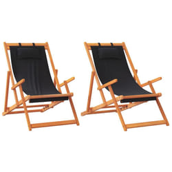 VidaXL 3214486 chaise d'extérieur Terrace Siège rembourré Eucalyptus, Polyester Noir