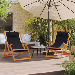 VidaXL 3214486 chaise d'extérieur Terrace Siège rembourré Eucalyptus, Polyester Noir