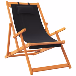VidaXL 3214486 chaise d'extérieur Terrace Siège rembourré Eucalyptus, Polyester Noir