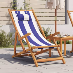 VidaXL 3214490 chaise d'extérieur Terrace Siège rembourré Eucalyptus, Polyester Bleu, Blanc - Vue supplémentaire 2
