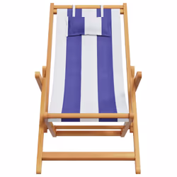 VidaXL 3214490 chaise d'extérieur Terrace Siège rembourré Eucalyptus, Polyester Bleu, Blanc - Vue supplémentaire 4