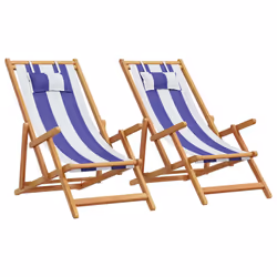 VidaXL 3214501, Terrace, Eucalyptus, Polyester, Bleu, Blanc, 110 kg, 620 mm, 1120 mm