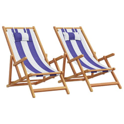 VidaXL 3214501 chaise d'extérieur Terrace Eucalyptus, Polyester Bleu, Blanc
