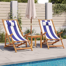 VidaXL 3214501 chaise d'extérieur Terrace Eucalyptus, Polyester Bleu, Blanc