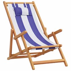 VidaXL 3214501 chaise d'extérieur Terrace Eucalyptus, Polyester Bleu, Blanc