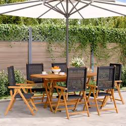 VidaXL 3214521 chaise d'extérieur Terrace Siège rembourré Bois d'acacia, Polyuréthane Noir