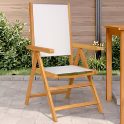 VidaXL 3214540 chaise d'extérieur Terrace Siège rembourré Bois d'acacia, Polyester Crème, Blanc