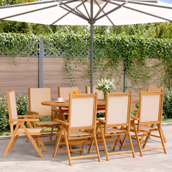 VidaXL 3214549 chaise d'extérieur Terrace Siège rembourré Bois d'acacia, Polyester Beige