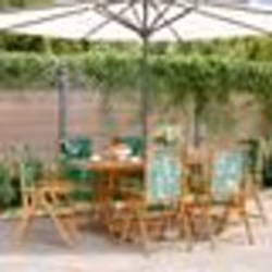 vidaXL Chaises inclinables de jardin lot de 6 vert tissu bois massif