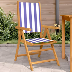 VidaXL 3214553 chaise d'extérieur Terrace Siège rembourré Bois d'acacia, Polyester Bleu, Blanc