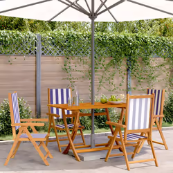 VidaXL 3214554 chaise d'extérieur Terrace Siège rembourré Bois d'acacia, Polyester Bleu, Blanc