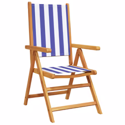 VidaXL 3214554 chaise d'extérieur Terrace Siège rembourré Bois d'acacia, Polyester Bleu, Blanc