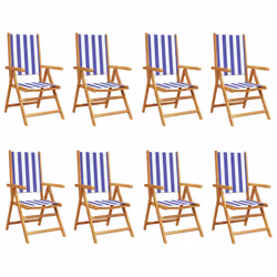 VidaXL 3214555, Terrace, Siège rembourré, Bois d'acacia, Polyester, Bleu, Blanc, 110 kg, 570 mm