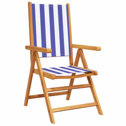 VidaXL 3214555 chaise d'extérieur Terrace Siège rembourré Bois d'acacia, Polyester Bleu, Blanc