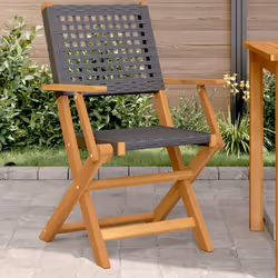 VidaXL 3214556 chaise d'extérieur Terrace Siège rembourré Bois d'acacia, Polyuréthane Noir