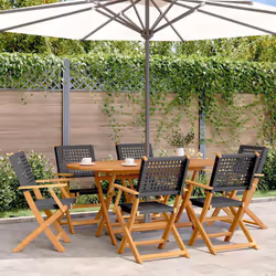 VidaXL 3214557 chaise d'extérieur Terrace Siège rembourré Bois d'acacia, Polyuréthane Noir