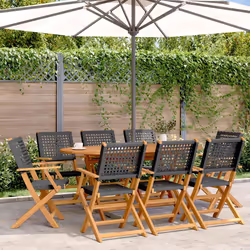 VidaXL 3214558 chaise d'extérieur Terrace Siège rembourré Bois d'acacia, Polyuréthane Noir
